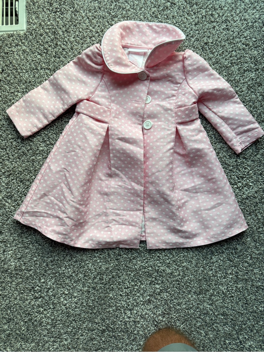 Bonnie Baby Pink Polka Dot Dress Coat - Classic Collar